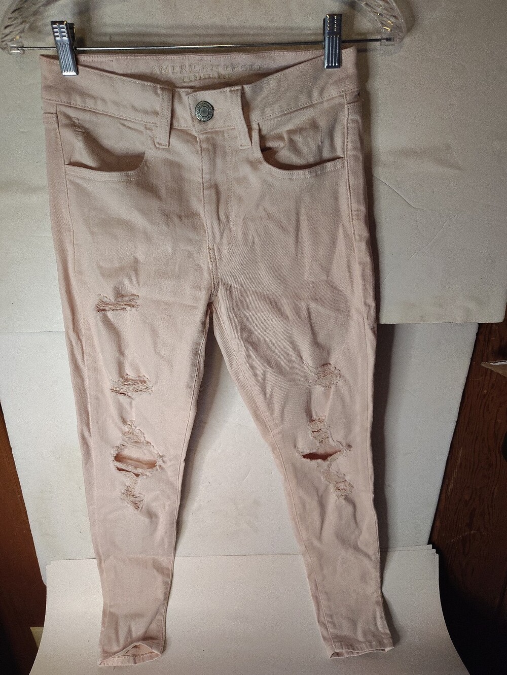 American Eagle Ne(X)t Level Stretch Pink Distressed Jeans Size 6 Reg 27X28.5